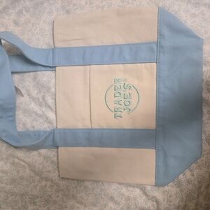 Trader Joes Blue and Cream Tote Bag